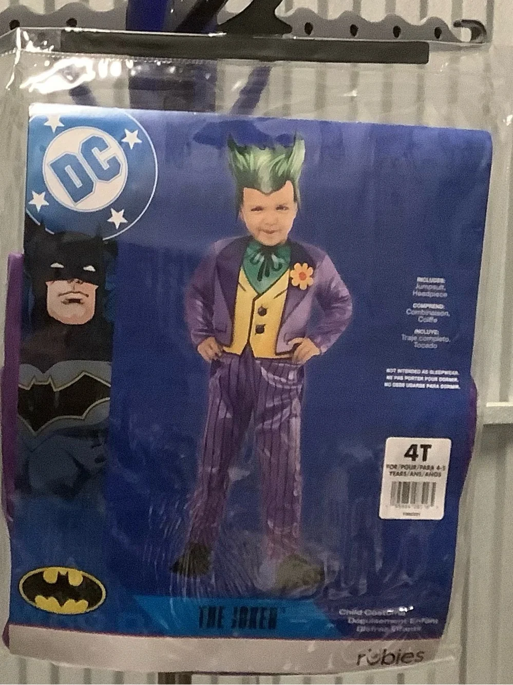 DC the Joker Halloween Costume in Purple, Green & Yellow size 4T